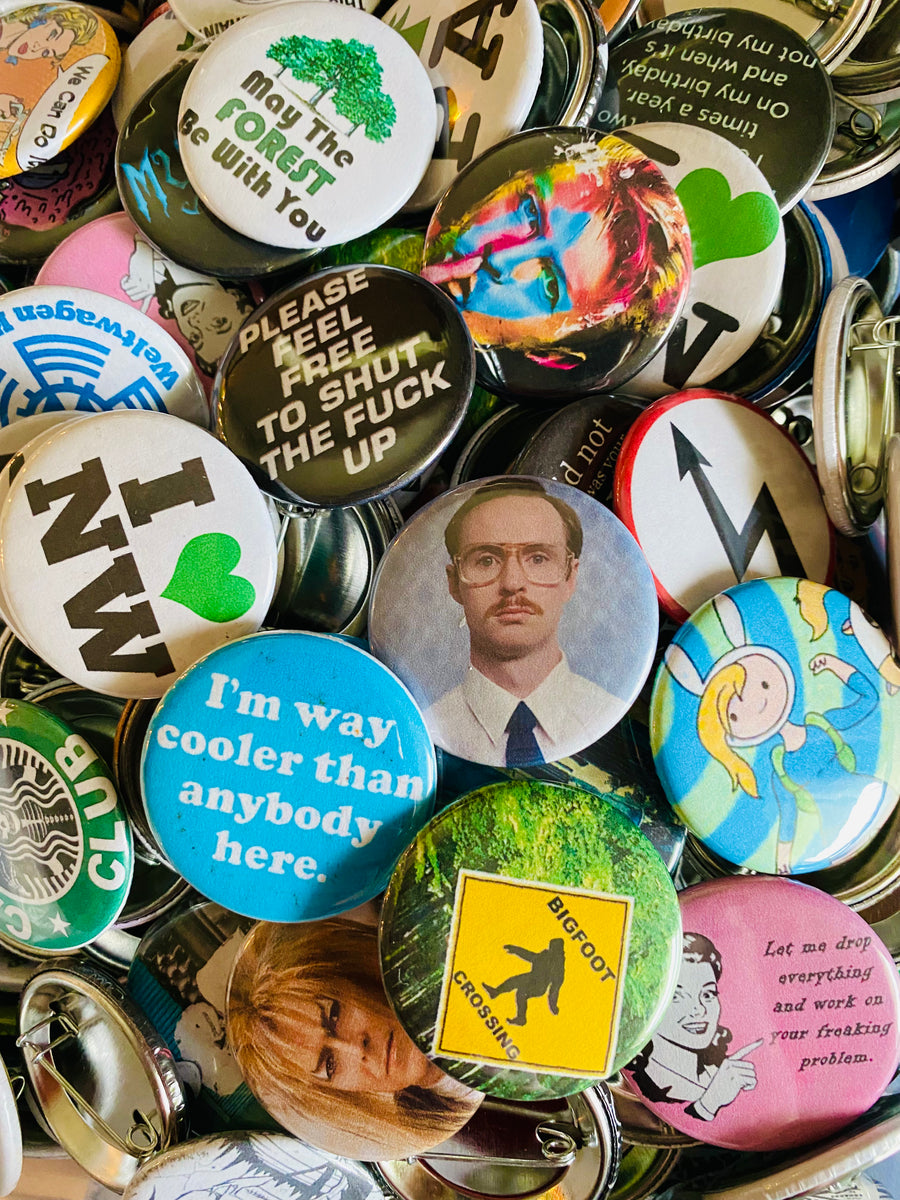 Pin Back Signs Pinback Buttons and Magnets – Mystery Decals & Apparel