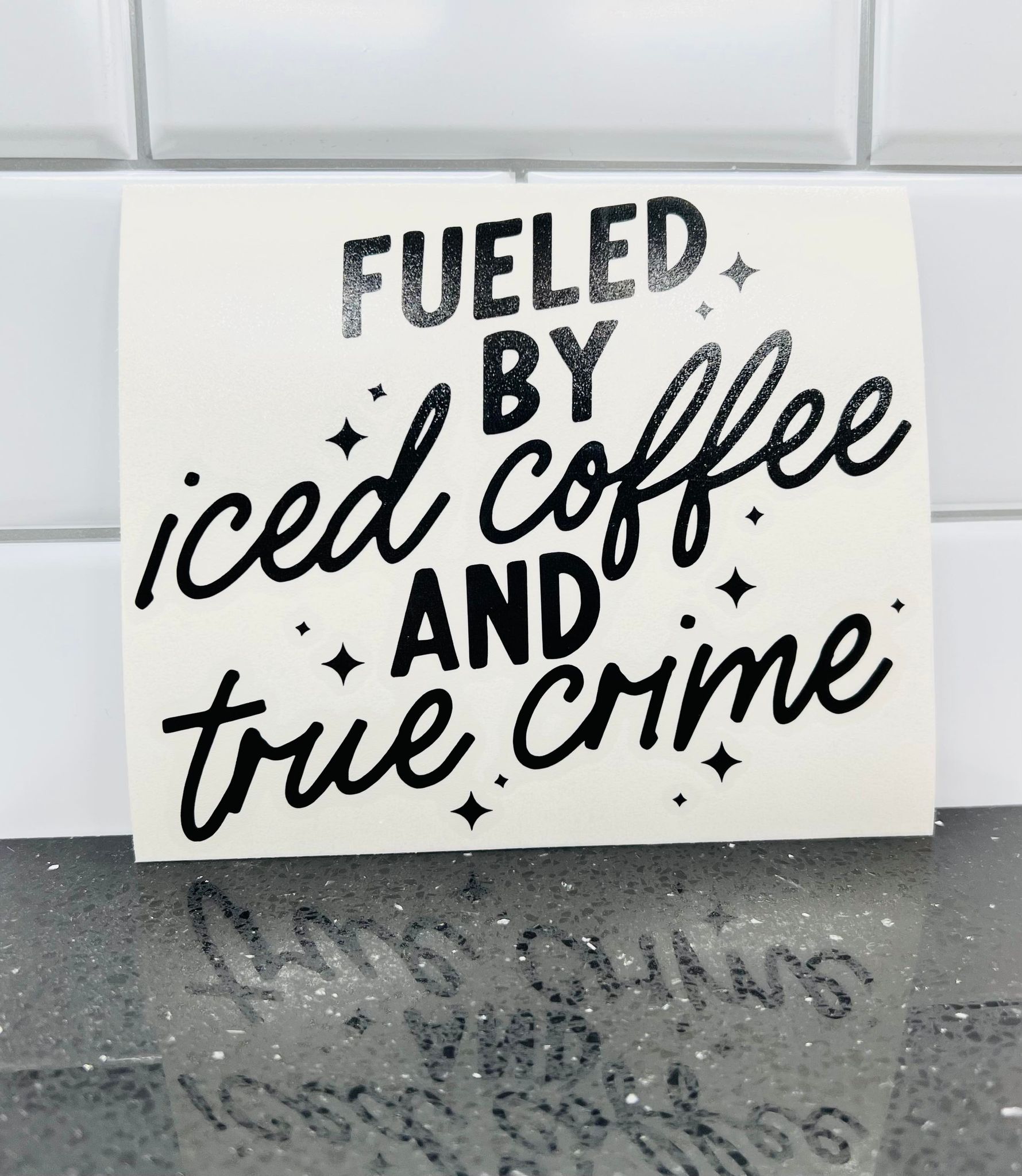 Fueled By Iced Coffee and True Crime Decal