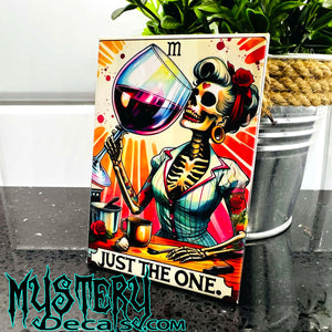 Just the One Tarot Card Vibes Rectangle Fridge Magnet 2.5" x 3.5" Skeleton Wine Lover