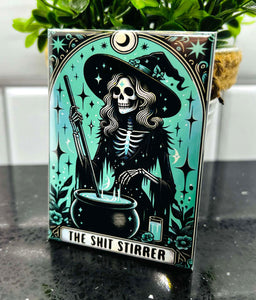 The Shit Stirrer Skeleton Witch Tarot Card Rectangle Fridge Magnet 2.5" x 3.5"