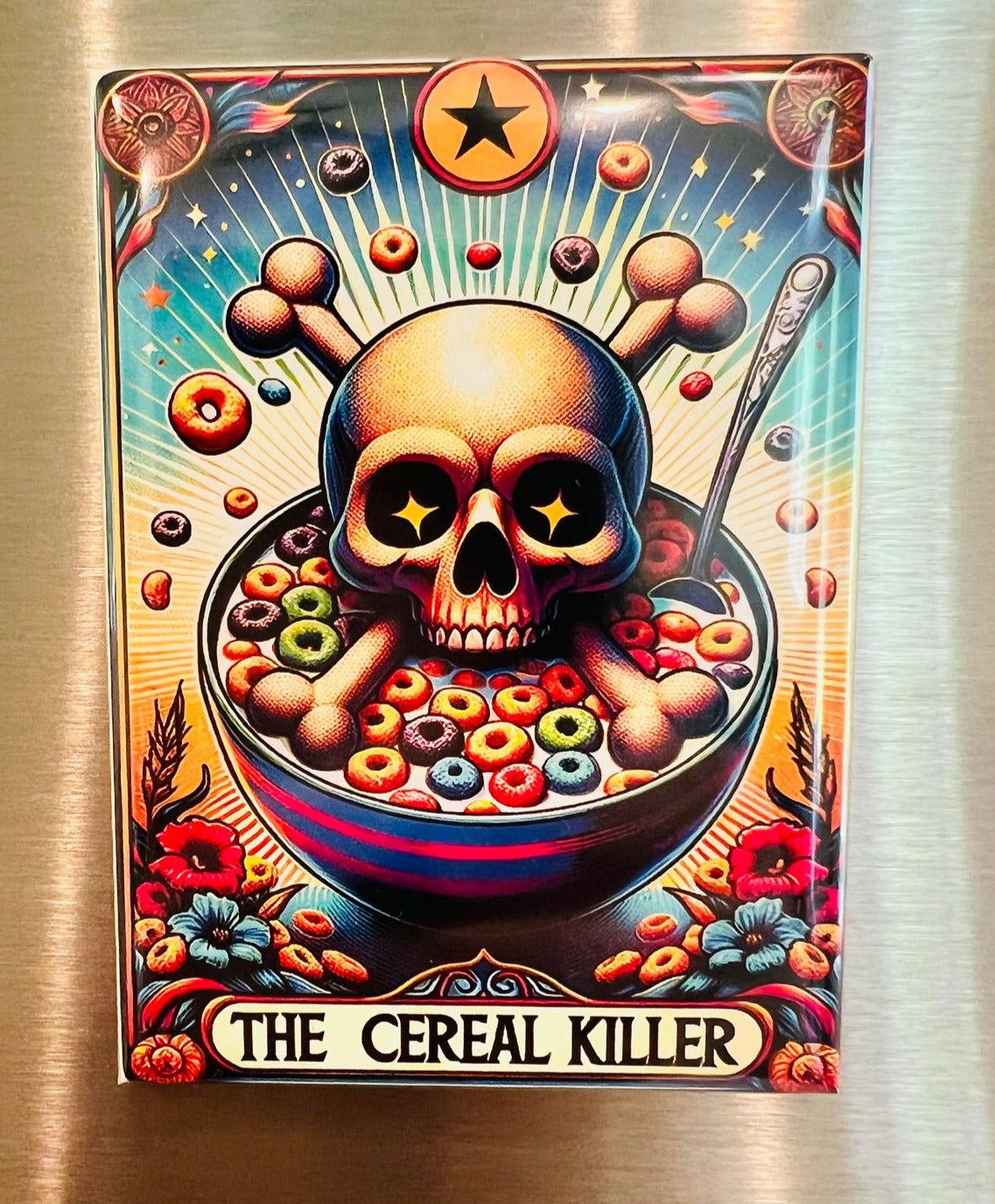 The Cereal Killer Tarot Rectangle Fridge Magnet 2.5" x 3.5"