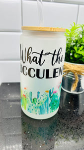 What the Fucculent 16 ounce Glass Can with Bamboo Lid