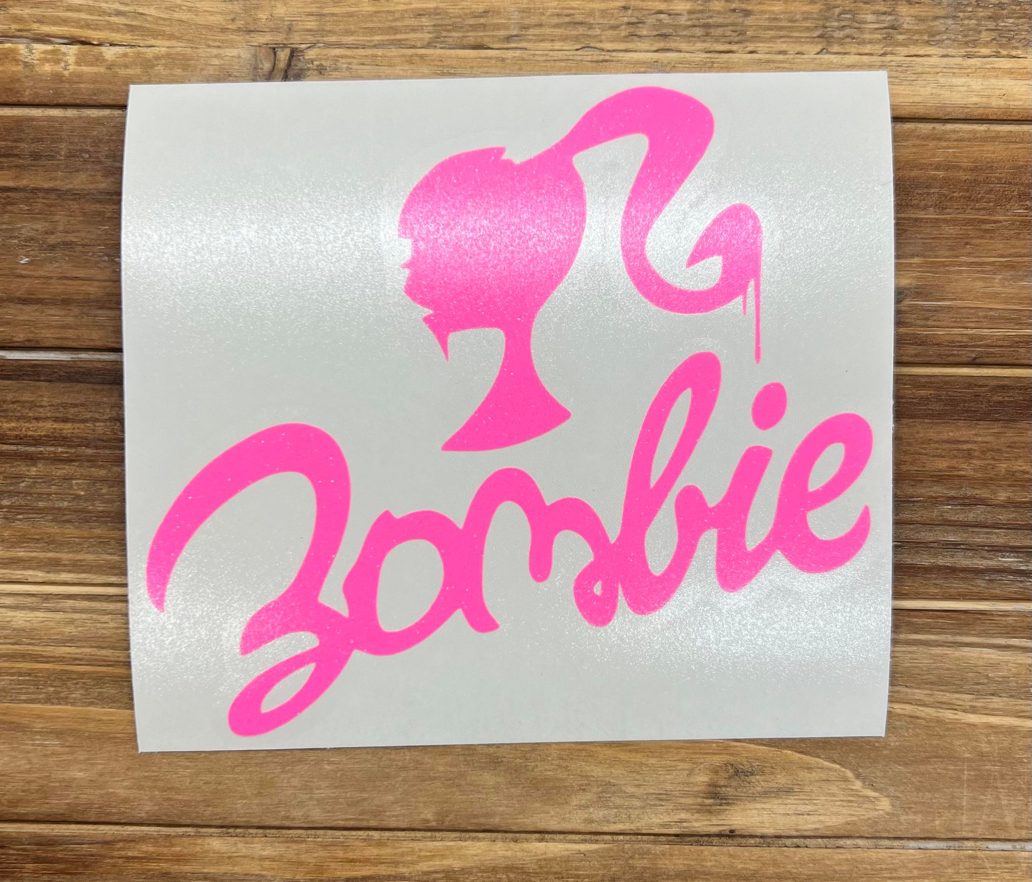 Glitter Fluorescent Pink Zombie Babe Decal