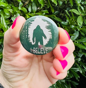 Bigfoot I Believe Pin Back Button or Magnet