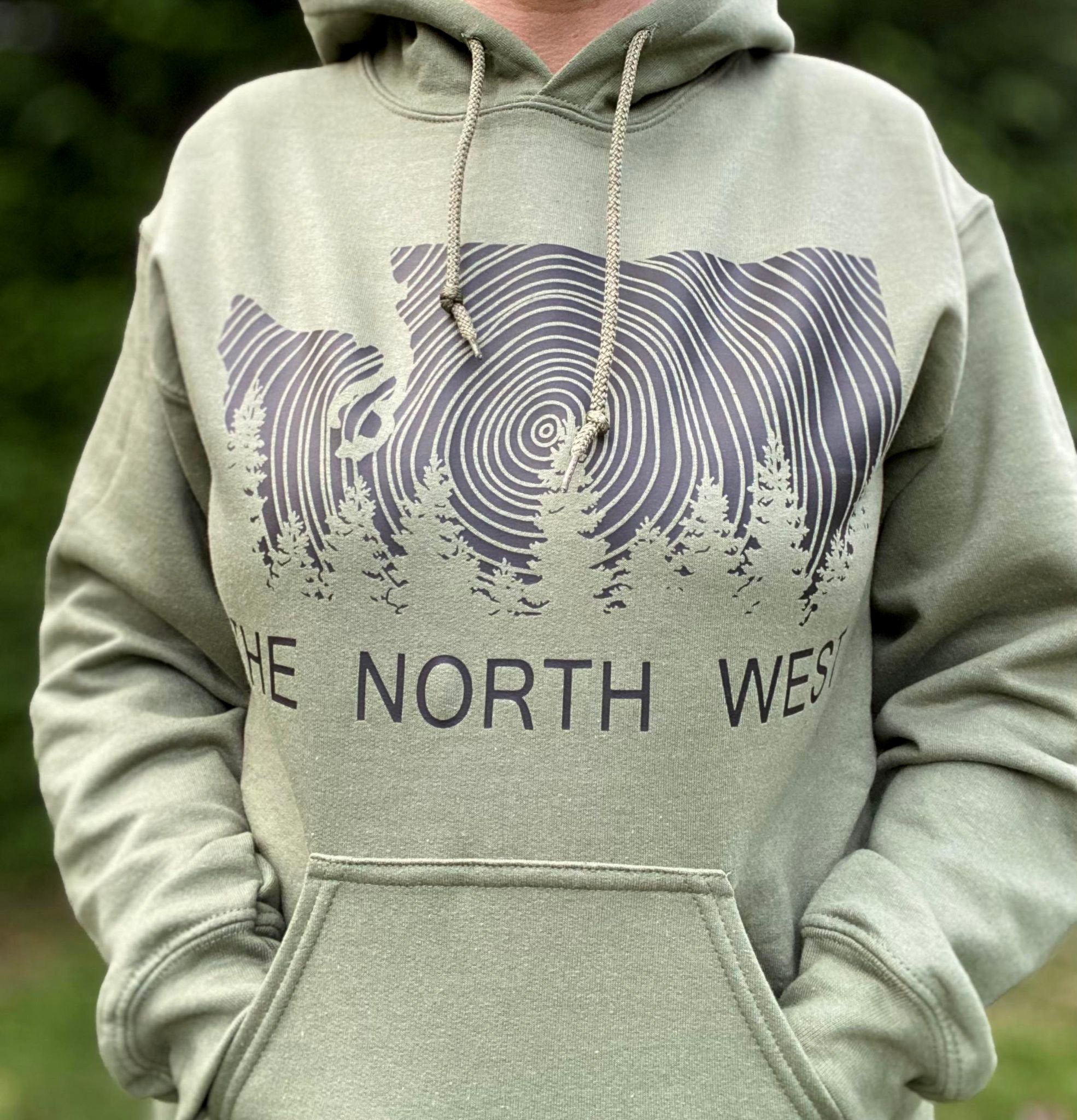 The North West Tree Rings Hoodie in Military Green