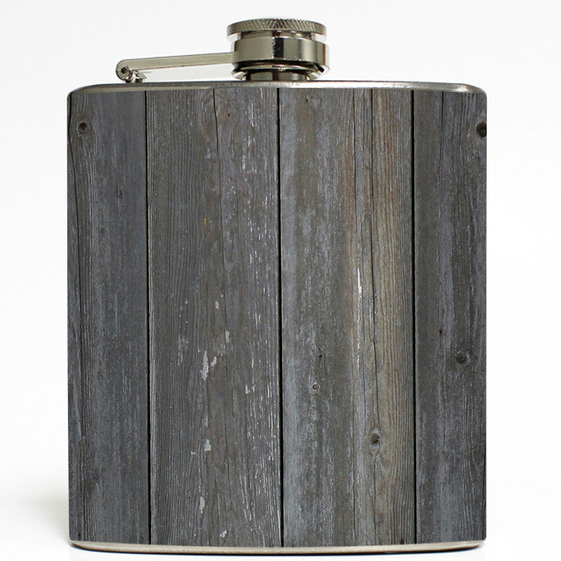 Old Barn Door Faux Reclaimed Wood Flask