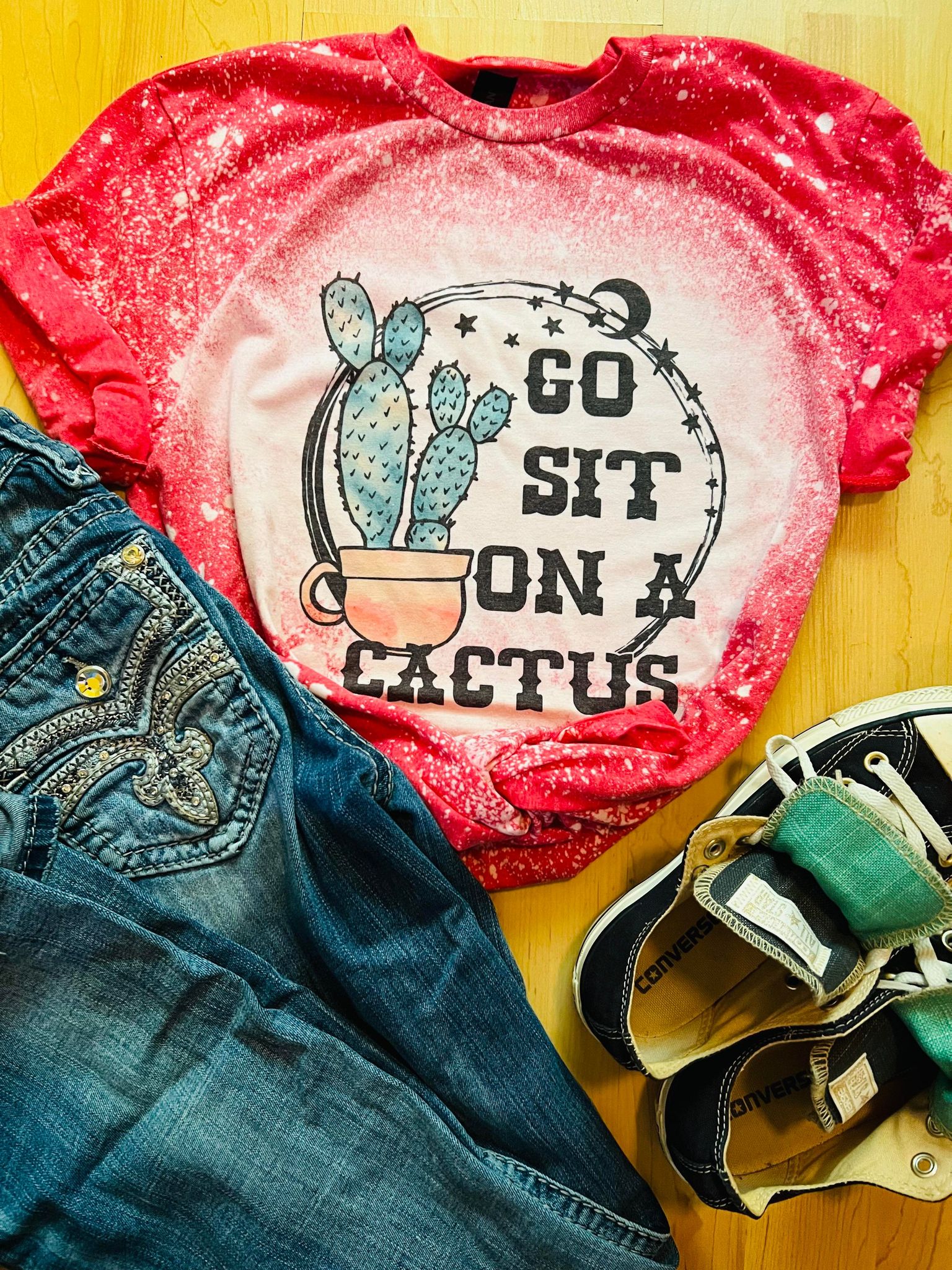 Go Sit on a Cactus Bleached Tee
