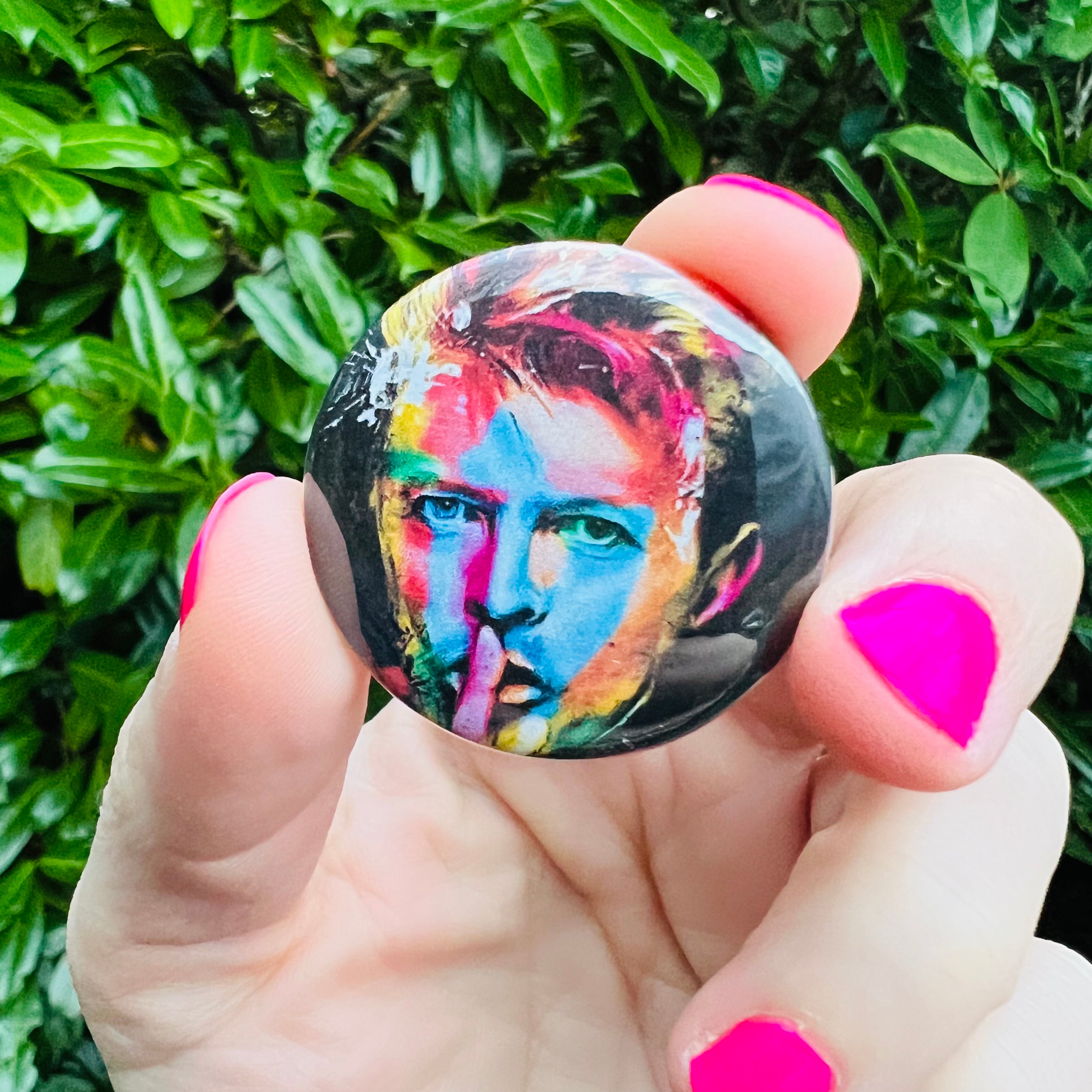 David Bowie Abstract Art Pin Back Button or Magnet