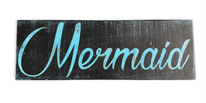 Mermaid Hand Painted Rustic Reclaimed Wood Sign