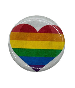 Rainbow Heart Pin Back Button or Magnet
