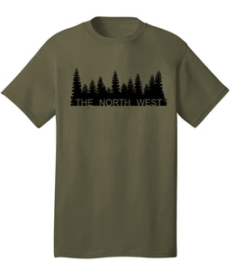 The North West Treeline Tee in Military Green